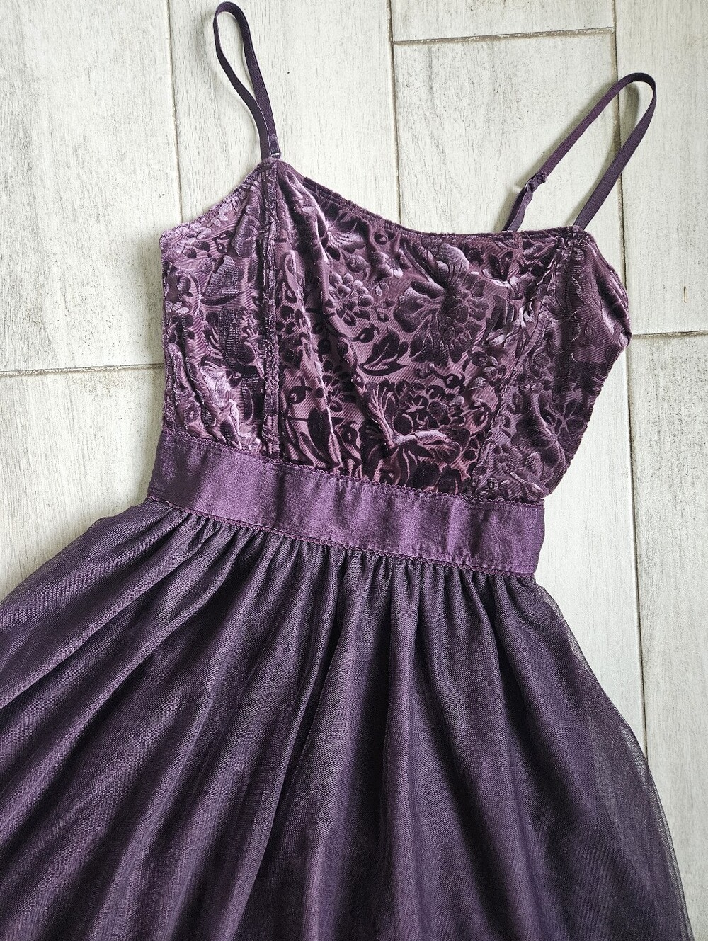 Garage Deep Purple Velvet Floral Dress